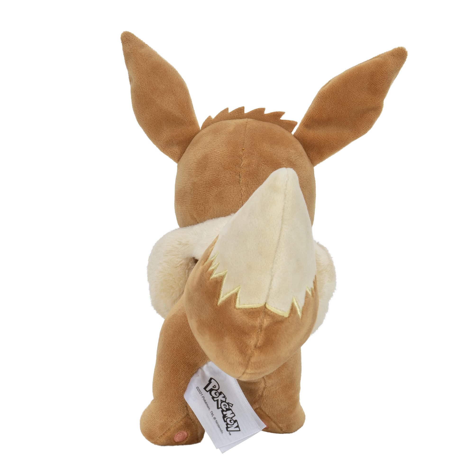 Pokémon Eevee plush fabric closeup, soft texture and plush finish