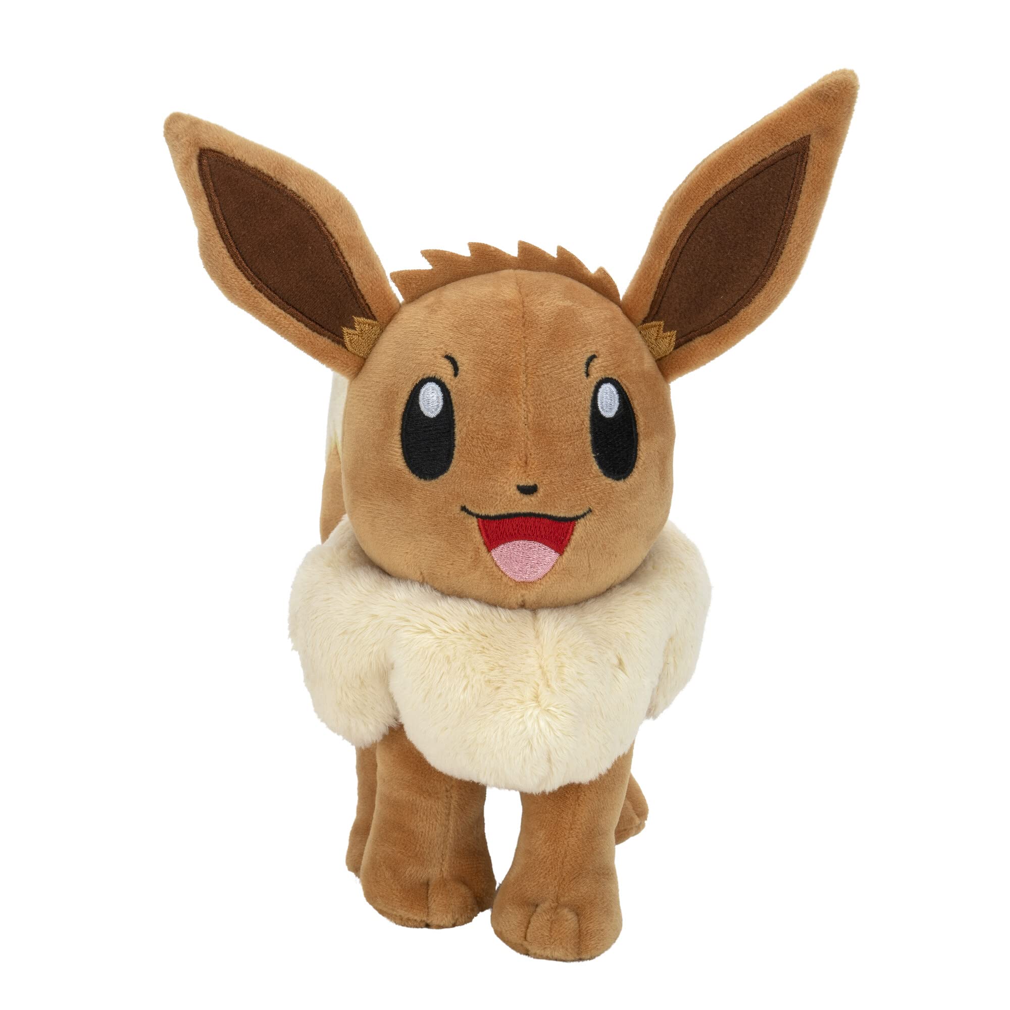 Pokémon Eevee plush face detail, faithful animated-series look