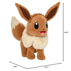 Pokémon Eevee plush packaging view, ideal gift-ready presentation