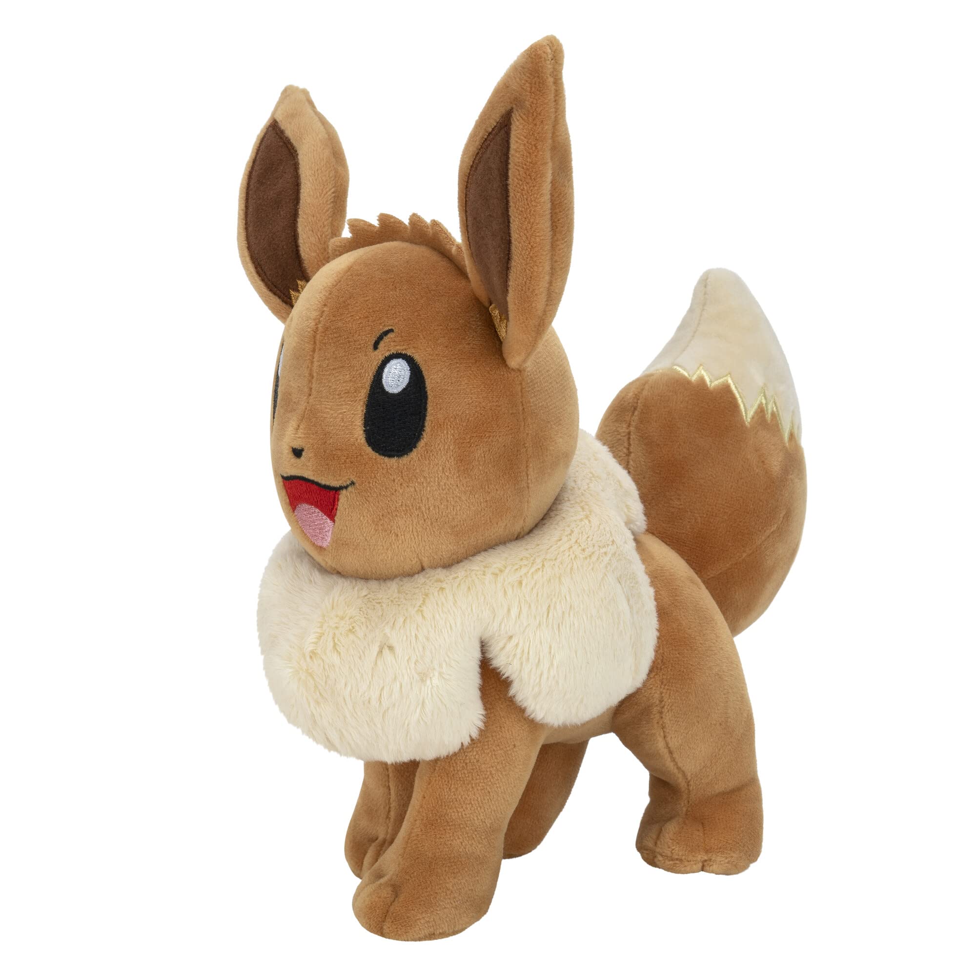 Pokémon Eevee plush side view, soft material for hugs