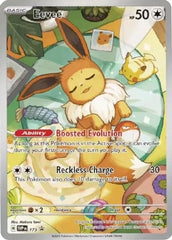Pokemon Eevee SVP 173 Prismatic Evolutions card for display and collection.