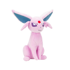 Espeon plush in blue-purple hues for vibrant shelf decor.