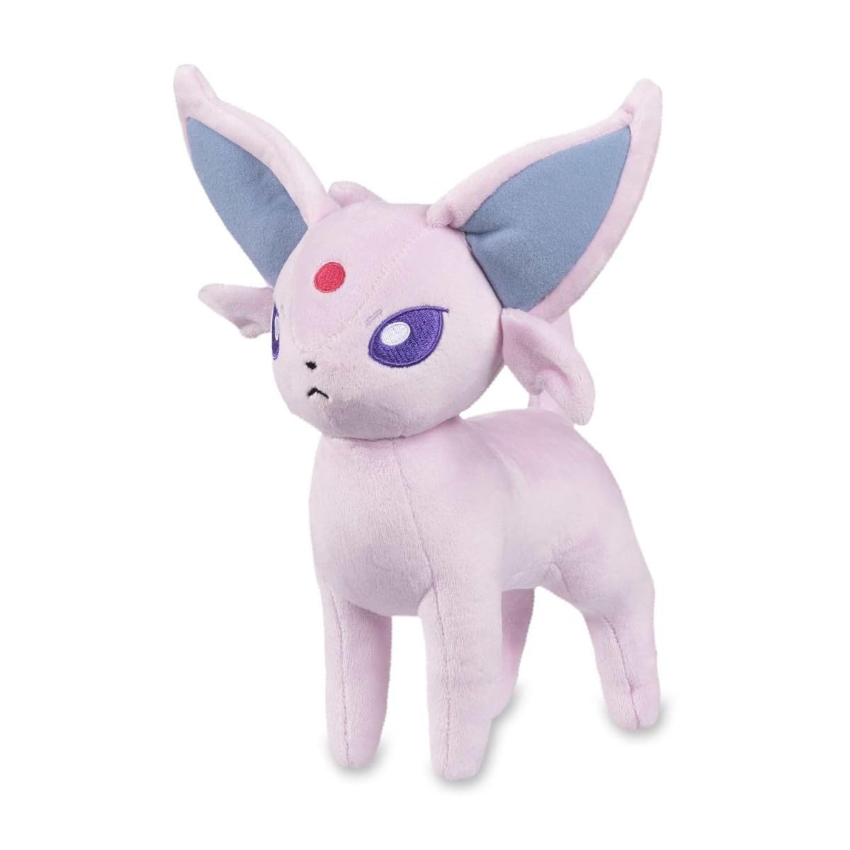Pokémon Espeon plush front view, soft cuddle companion for bedtime.