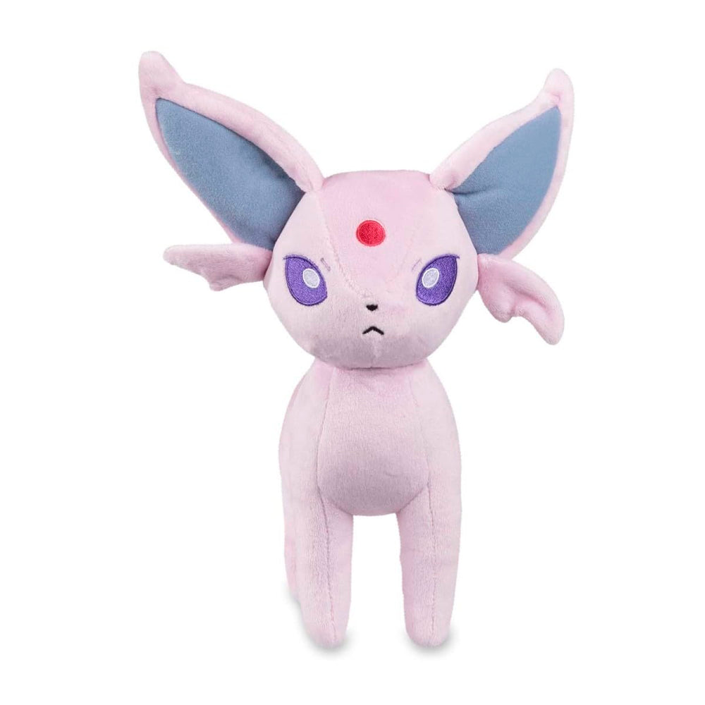 Pokémon Espeon plush side view, perfect travel buddy for adventures.