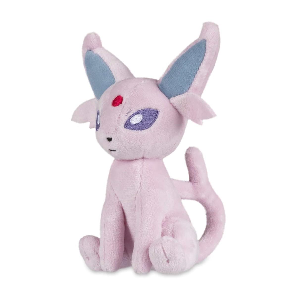 Pokémon Espeon Sitting Cuties Plush weighted for upright desk display.