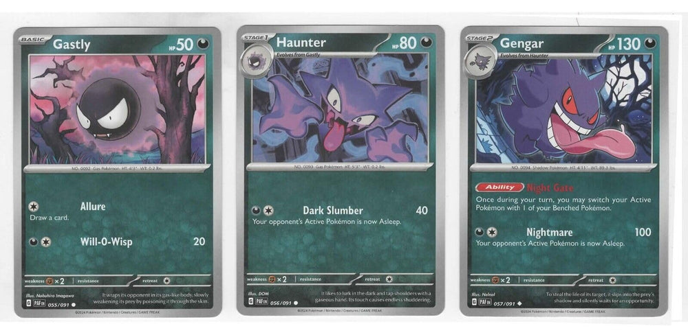 Pokémon Gengar 057/091 Paldean Fates card front, ideal for display and trading among collectors.