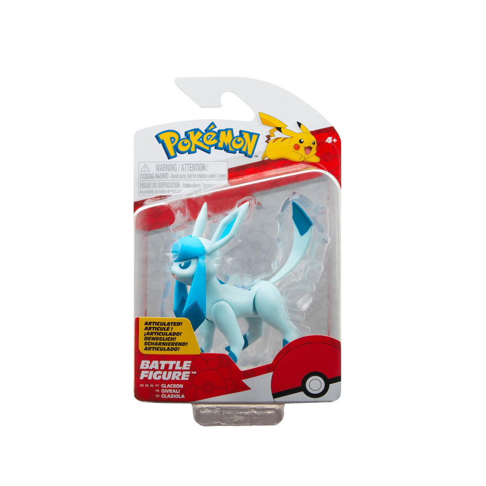Pokémon Glaceon articulated battle figure in a dynamic action pose.