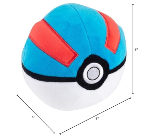 Pokémon Great Ball Plush with weighted bottom helps it land right side up for play