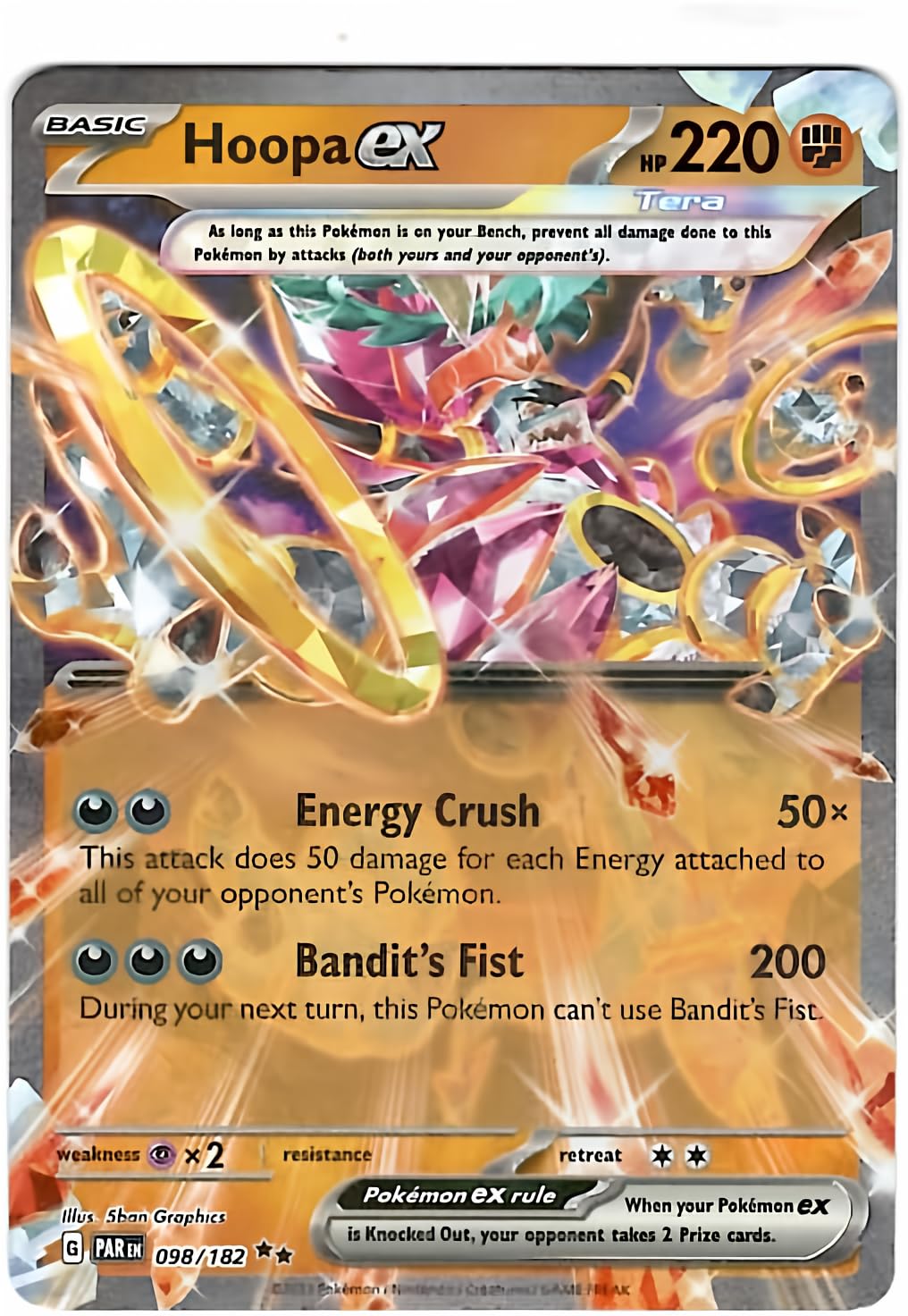 Pokémon Hoopa ex card from Paradox Rift, Tera Double Rare, ideal for collectors and battles