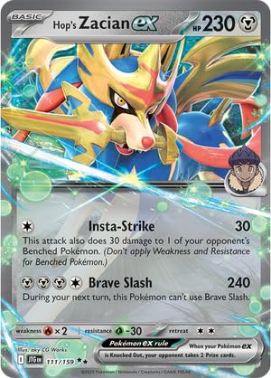 Pokemon Hop's Zacian ex 111/159 foil card for display and collection