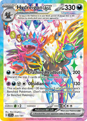Pokémon Hydreigon ex Surging Sparks foil card ideal for display and collection.