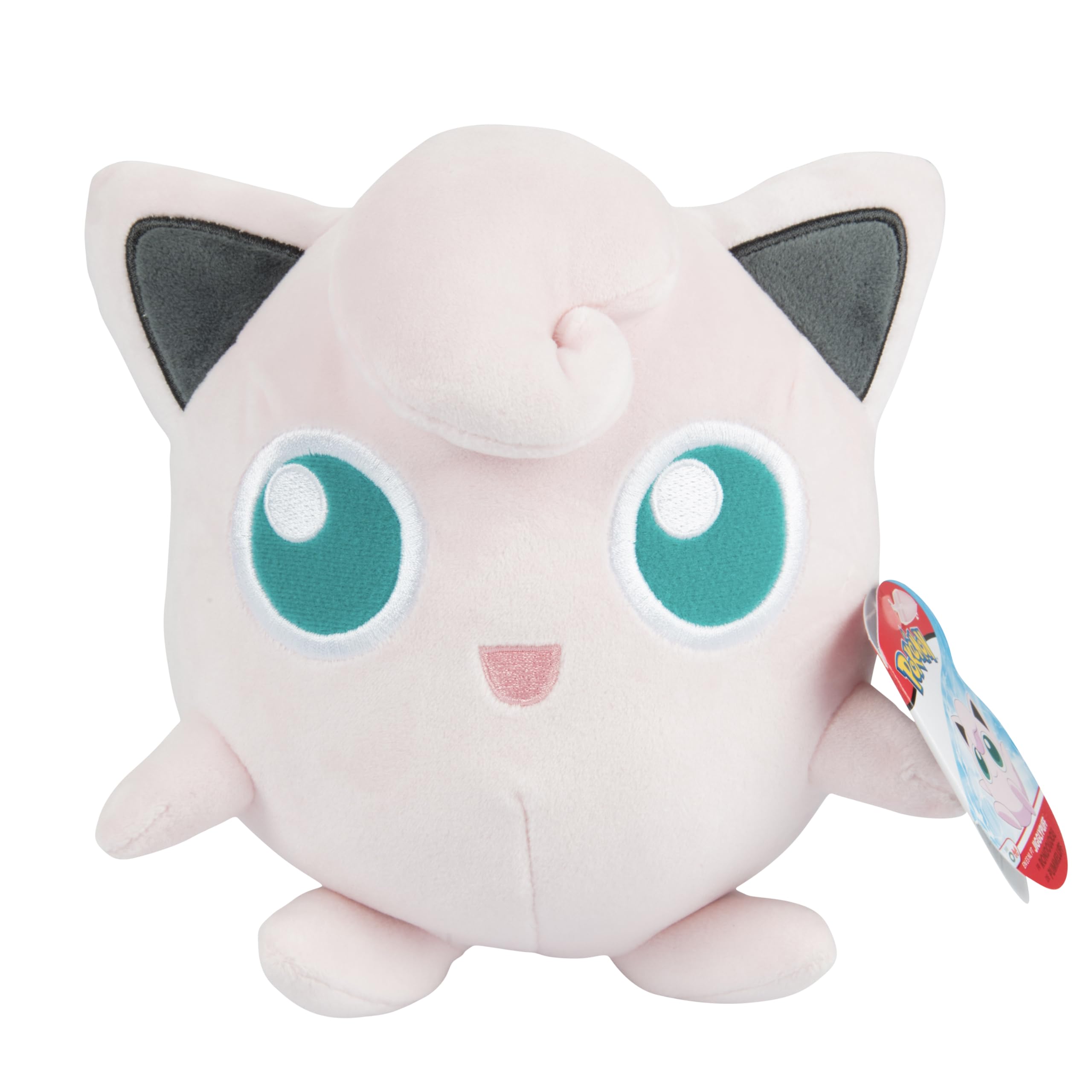 Pokémon Jigglypuff plush 8in front view, soft cuddle buddy for kids.