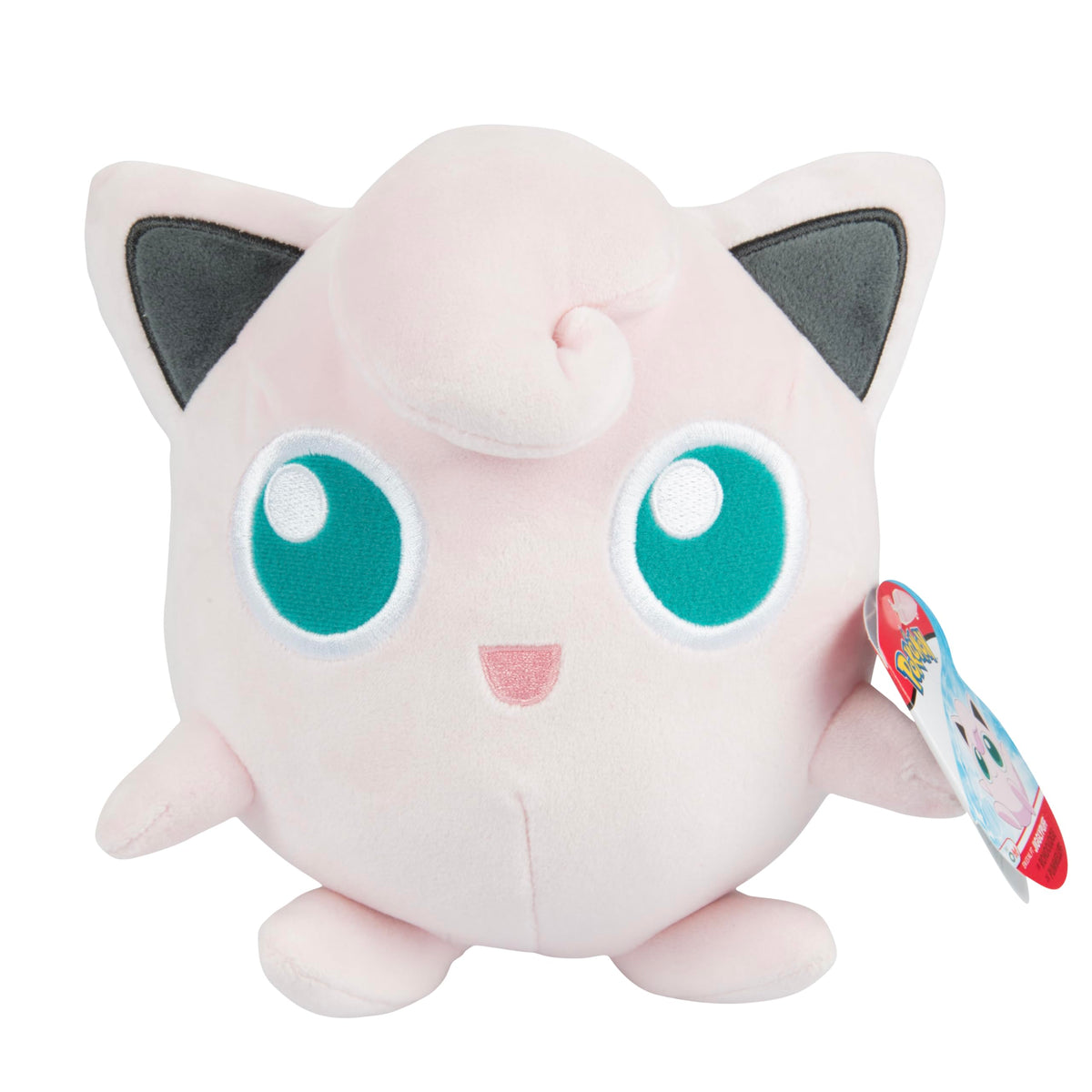 Pokémon Jigglypuff plush 8in front view, soft cuddle buddy for kids.