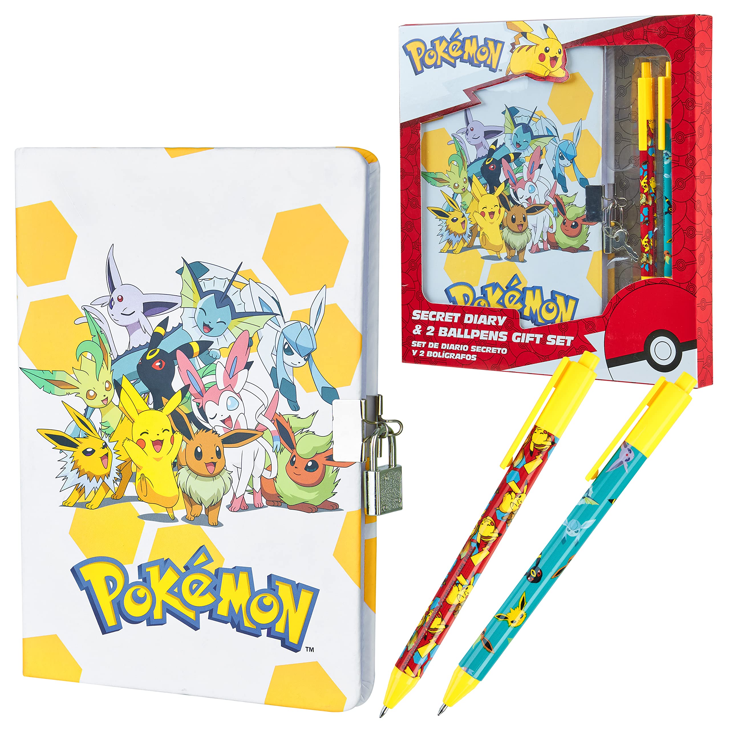 Pokémon journal set with plush cover and pens for classroom or travel journaling.
