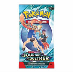 Pokémon Journey Together booster pack front shows a 10-card lineup for collectors and fans.
