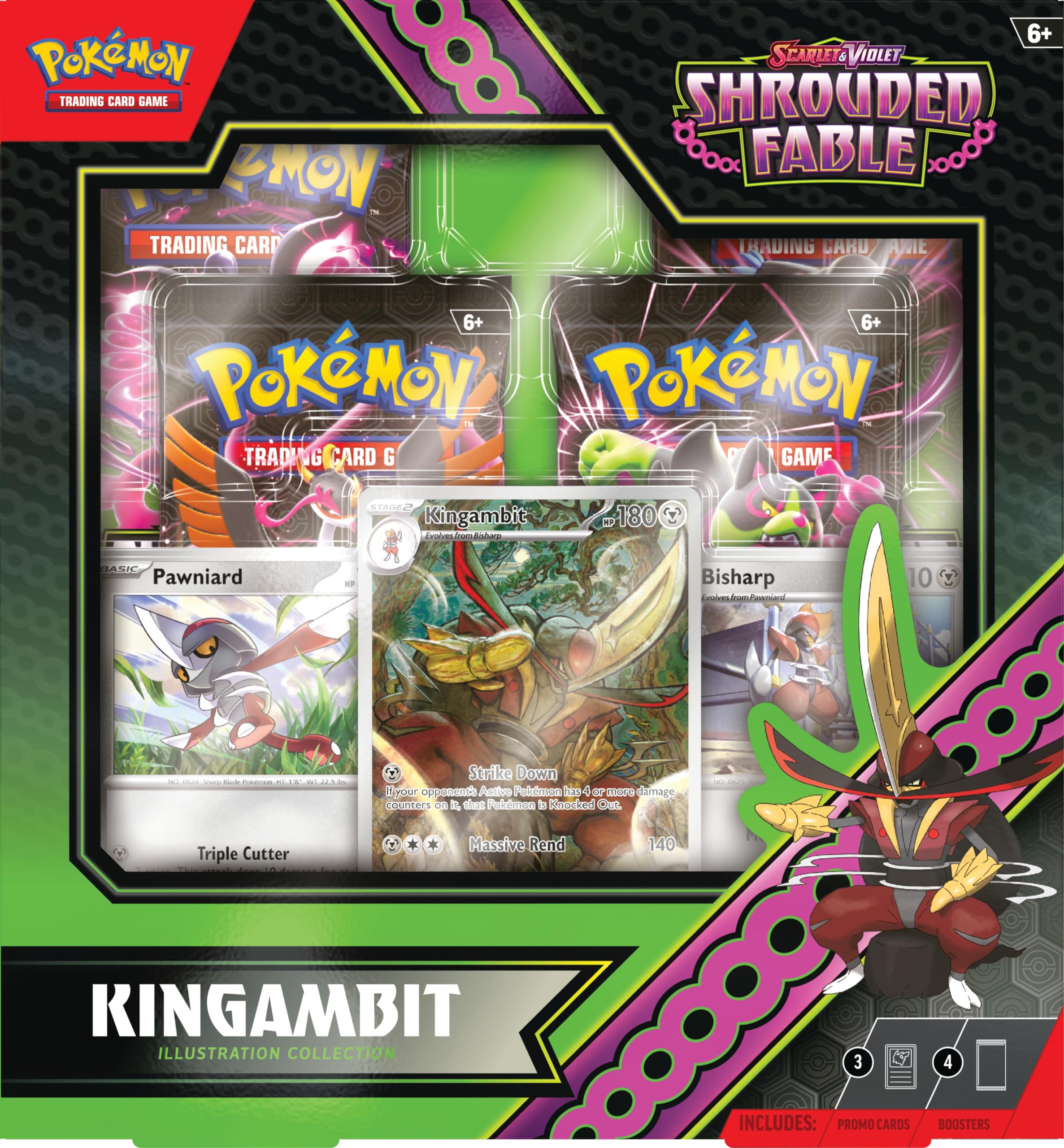 Pokémon Kingambit full-art foil promo card highlighting bold battle presence.