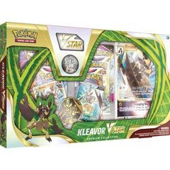 Kleavor VSTAR etched promo card from Pokémon TCG Premium Collection boosts deck strategy with bold artwork.