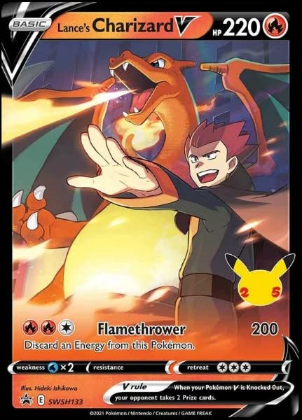 Pokemon Lance's Charizard SWSH133 holo foil card for display and collection