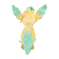 9.5-inch Leafeon plush beside plants for nature-inspired display.