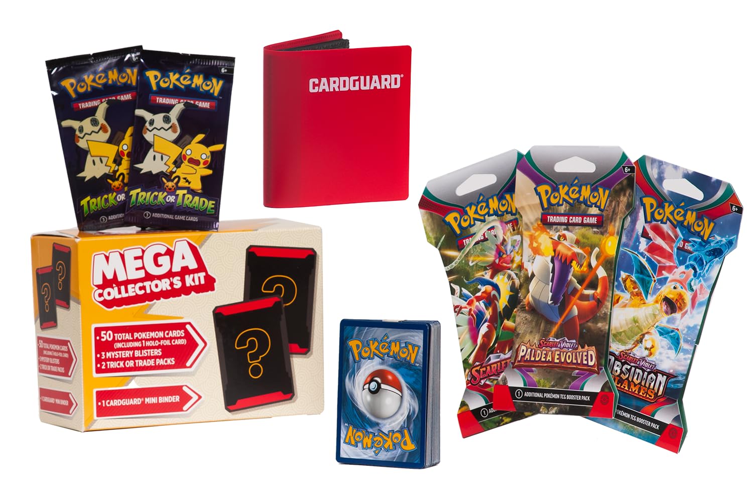 Pokémon Mega Collector Kit front view displaying 100 cards for quick access