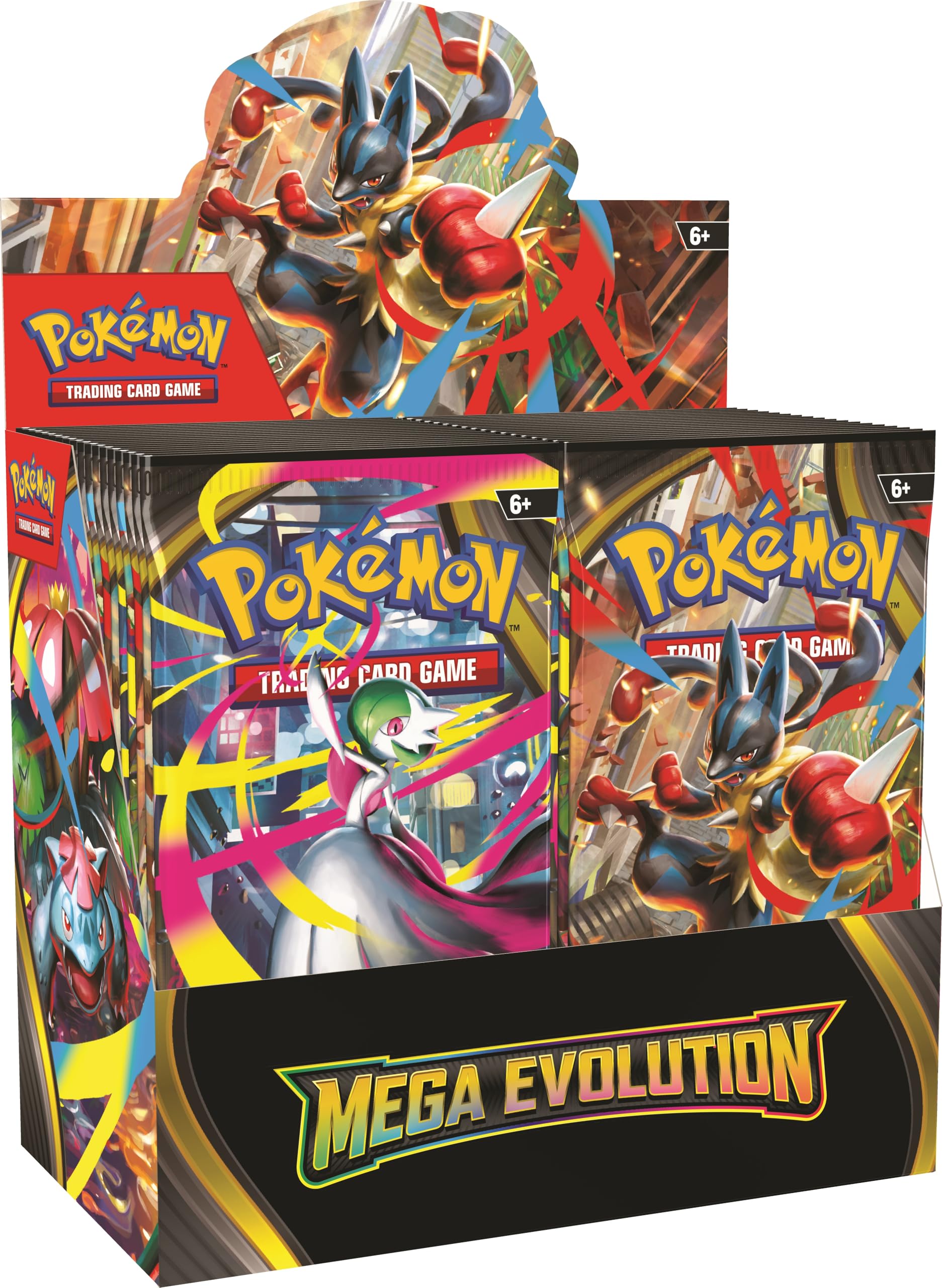 Pokémon Mega Evolution Enhanced Booster Display Box front view highlights packaging and display-ready packs for collectors