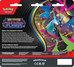 Pokémon Mega Evolution Phantasmal Flames booster packs for deck building and trading.