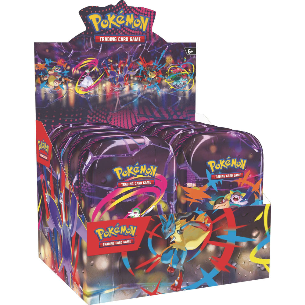 Pokemon Mega Heroes Mini Tin front view, ideal for on-the-go card collecting