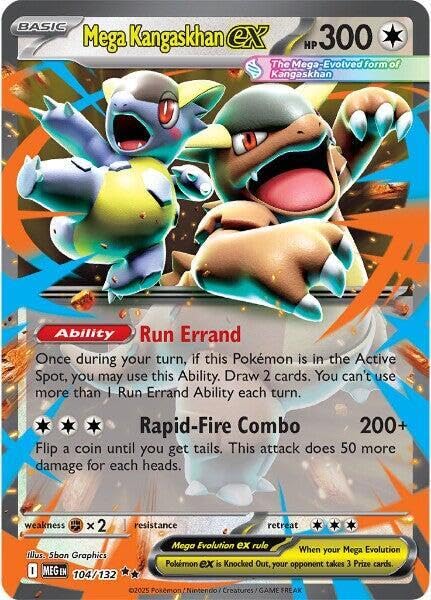 Pokemon Mega Kangaskhan ex card with holo foil finish for collection display