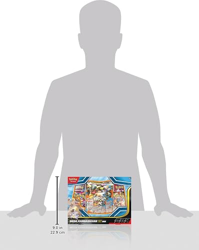 Pokémon Mega Kangaskhan ex box packaging showing included promos and play options