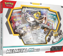 Pokémon Melmetal ex Box with foil promos and booster packs for collection and gameplay