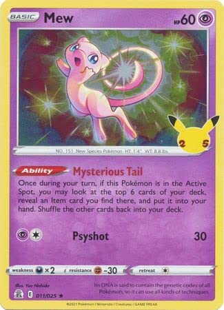 Pokémon Mew holo rare card 011/025, ideal for display and collection enhancement.