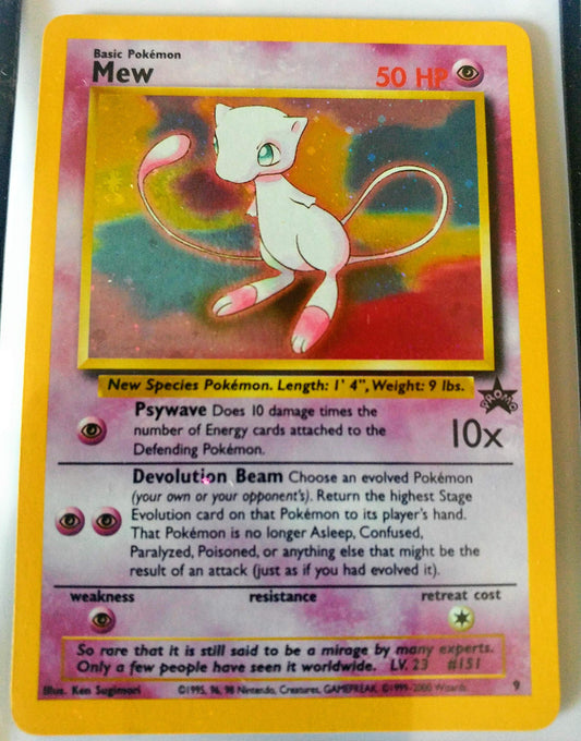 Pokemon Mew Promo 8 card front, a collectible display piece for fans.