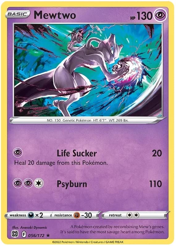 Pokemon Mewtwo 056/172 Brilliant Stars card ideal for display and trading.