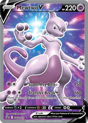 Pokemon Mewtwo V full art Black Star Promo card for collection and trading.