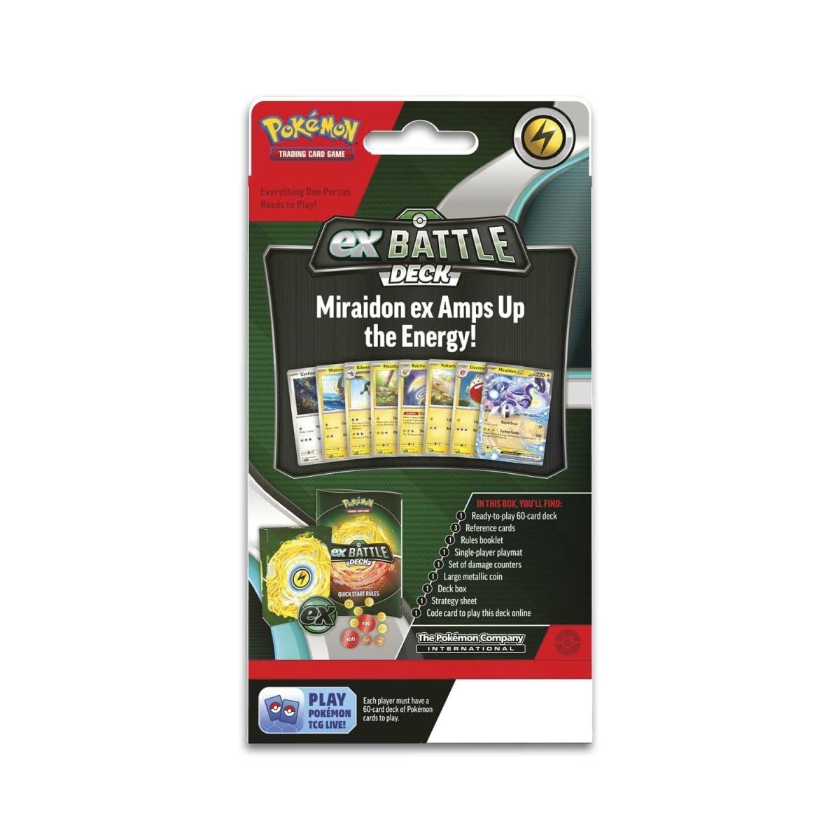 Pokémon Miraidon EX Battle Deck coin and deck box visible