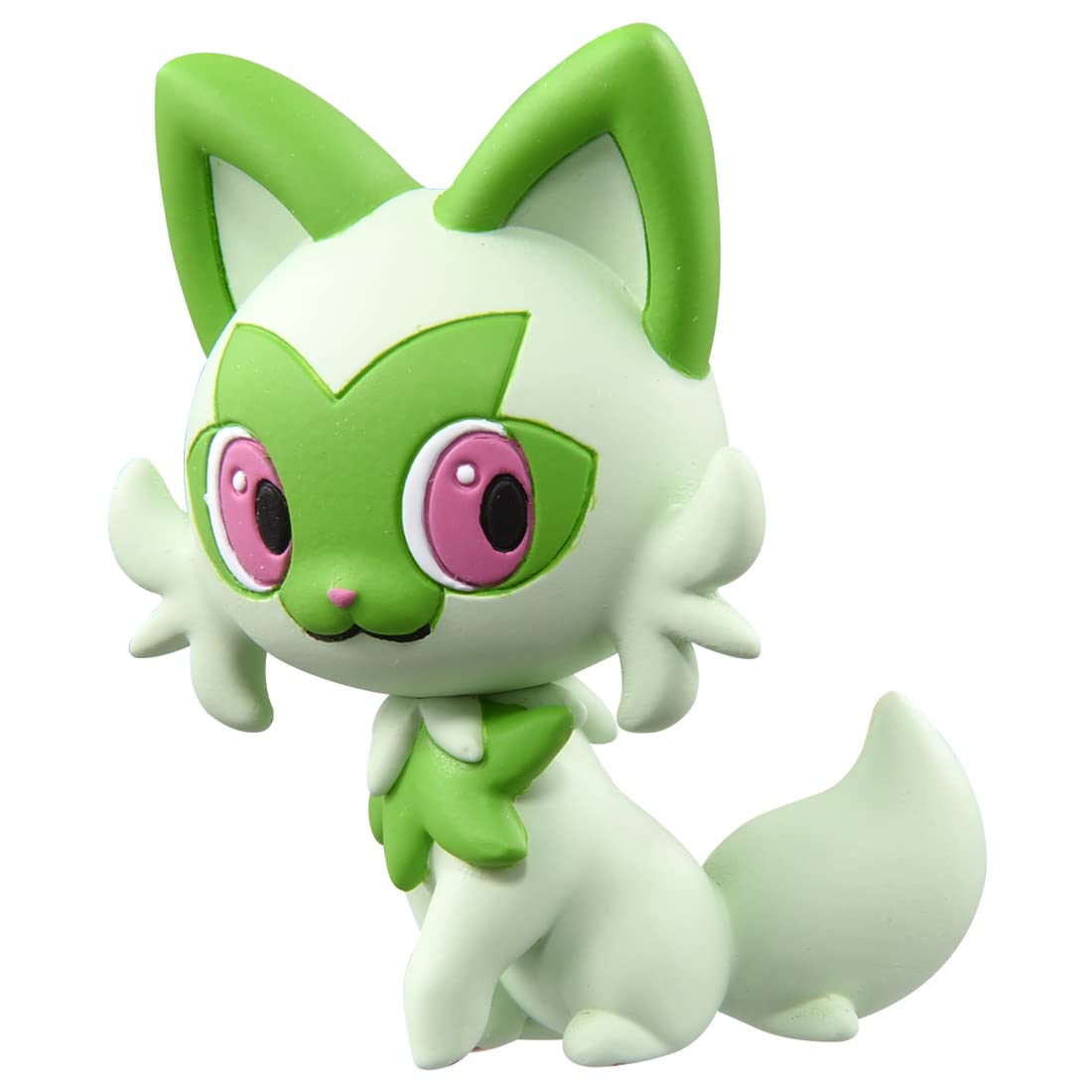 Pokemon Moncolle MS03 Sprigatito front view shows vibrant colors and precise detailing for display.