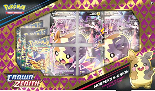 Pokemon Morpeko V-Union promo cards showcasing four etched pieces for deck assembly.