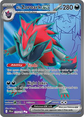 Pokemon N's Zoroark ex 175/159 Journey Together foil full-art card for display and collection.