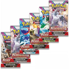 Pokemon Paldea Evolved artwork on the box side for fans and display.