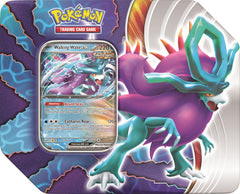 Pokémon Paradox Clash Tin with Walking Wake ex promo, ideal for collectors and online battles