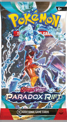 Pokémon Paradox Rift booster pack cover showcasing rare ex cards for collectors and players