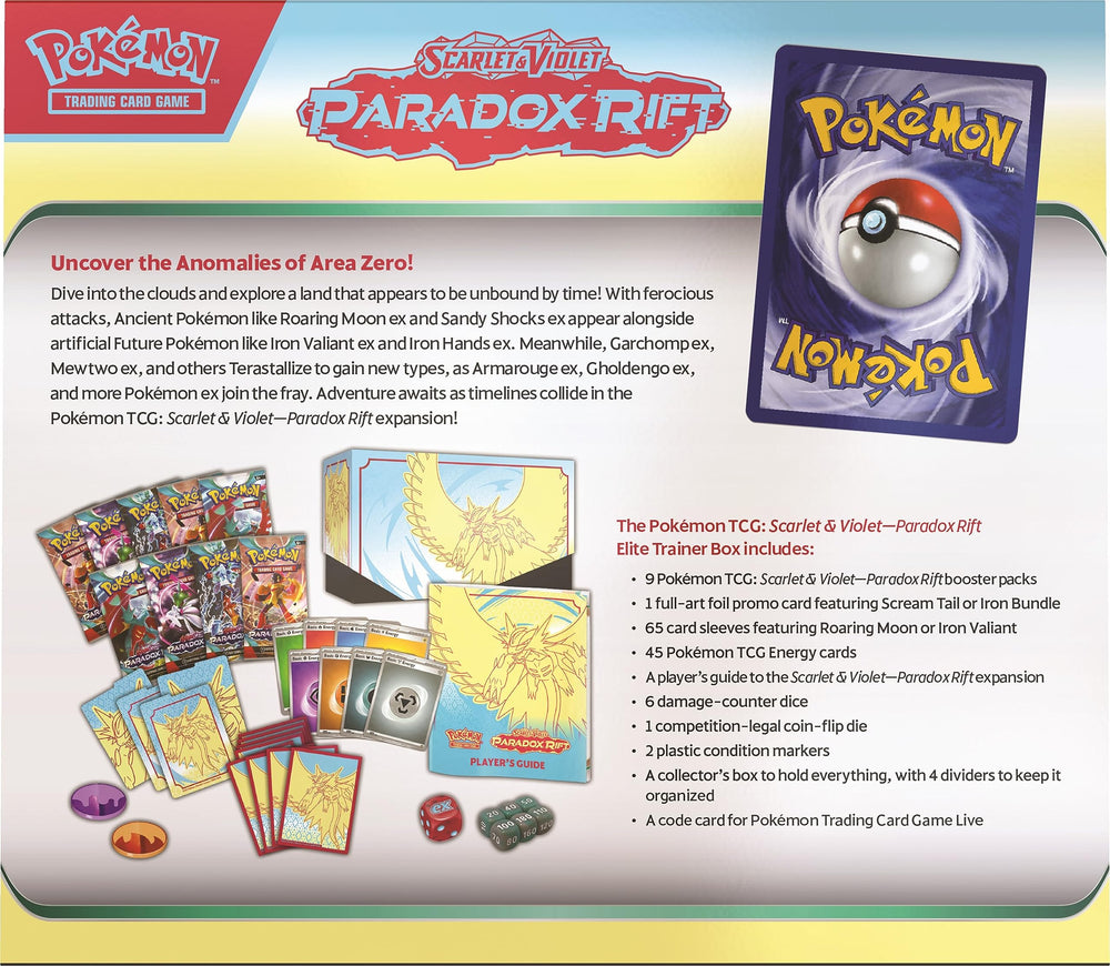 Pokémon Paradox Rift ETB sleeves Roaring Moon artwork protects cards during play