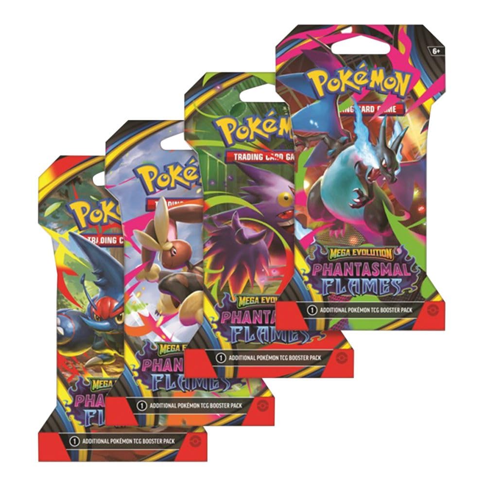 Pokémon Phantasmal Flames booster pack cover with vibrant art and sleeved protection
