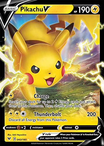 Pokémon Pikachu V 043/185 ultra-rare card for collectors and display purposes.