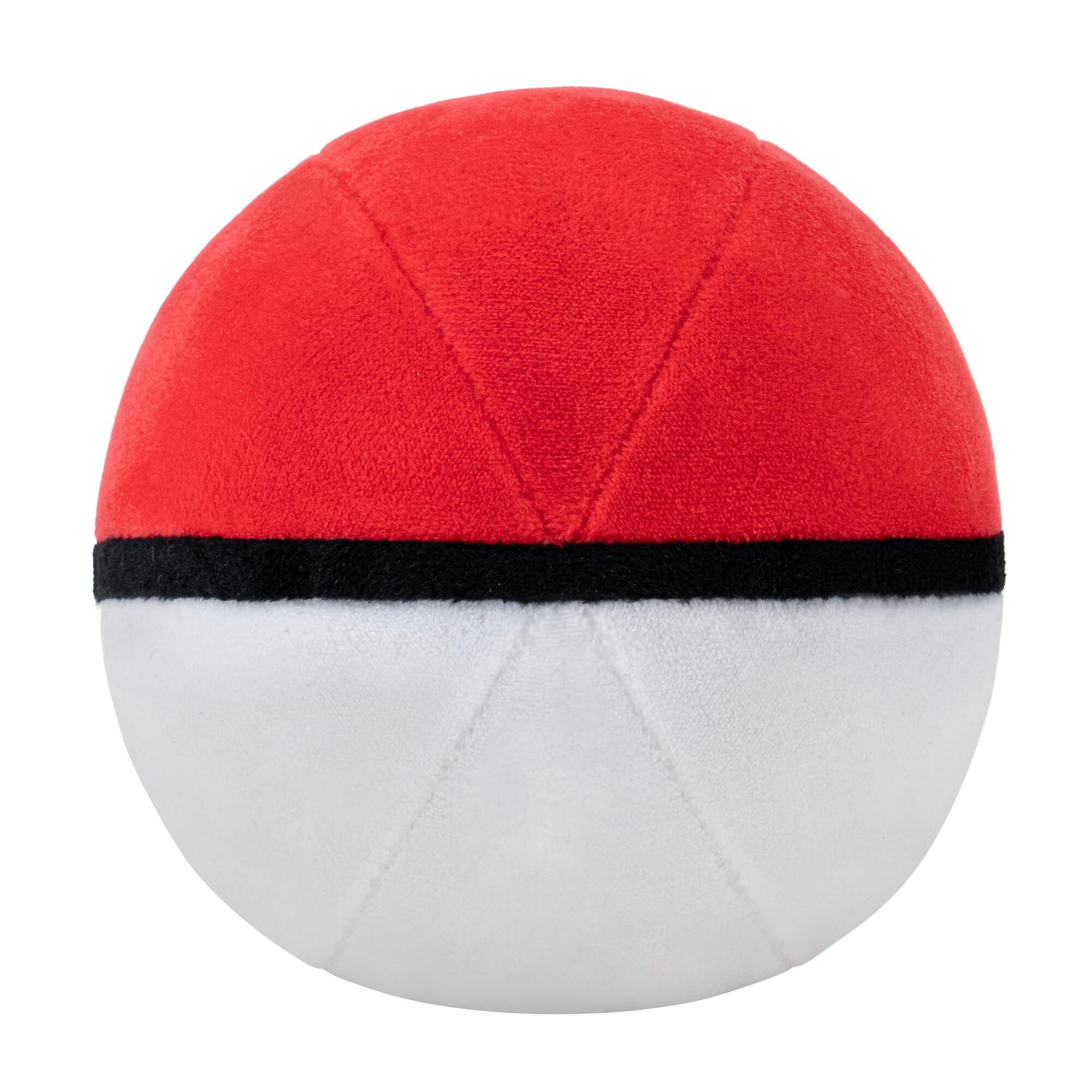 Pokémon Poke Ball plush close-up showing ultra-soft fabric texture