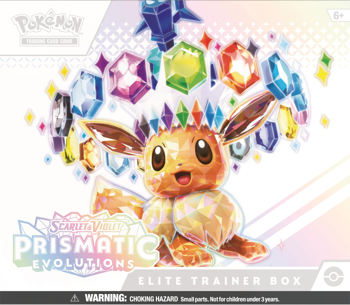 Pokémon Prismatic Evolutions ETB booster packs ready for gameplay and collection.