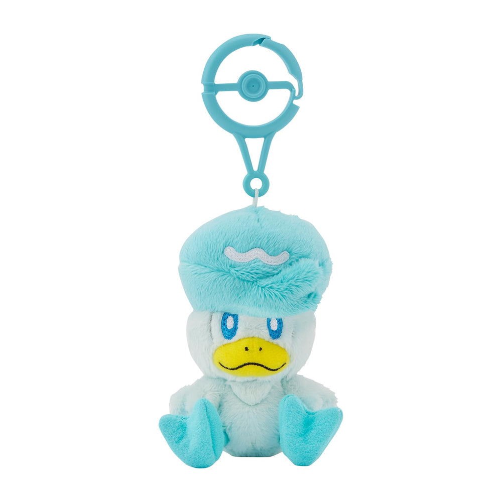Pokémon Quaxly plush with carabiner for on-the-go cuddle and bag décor.