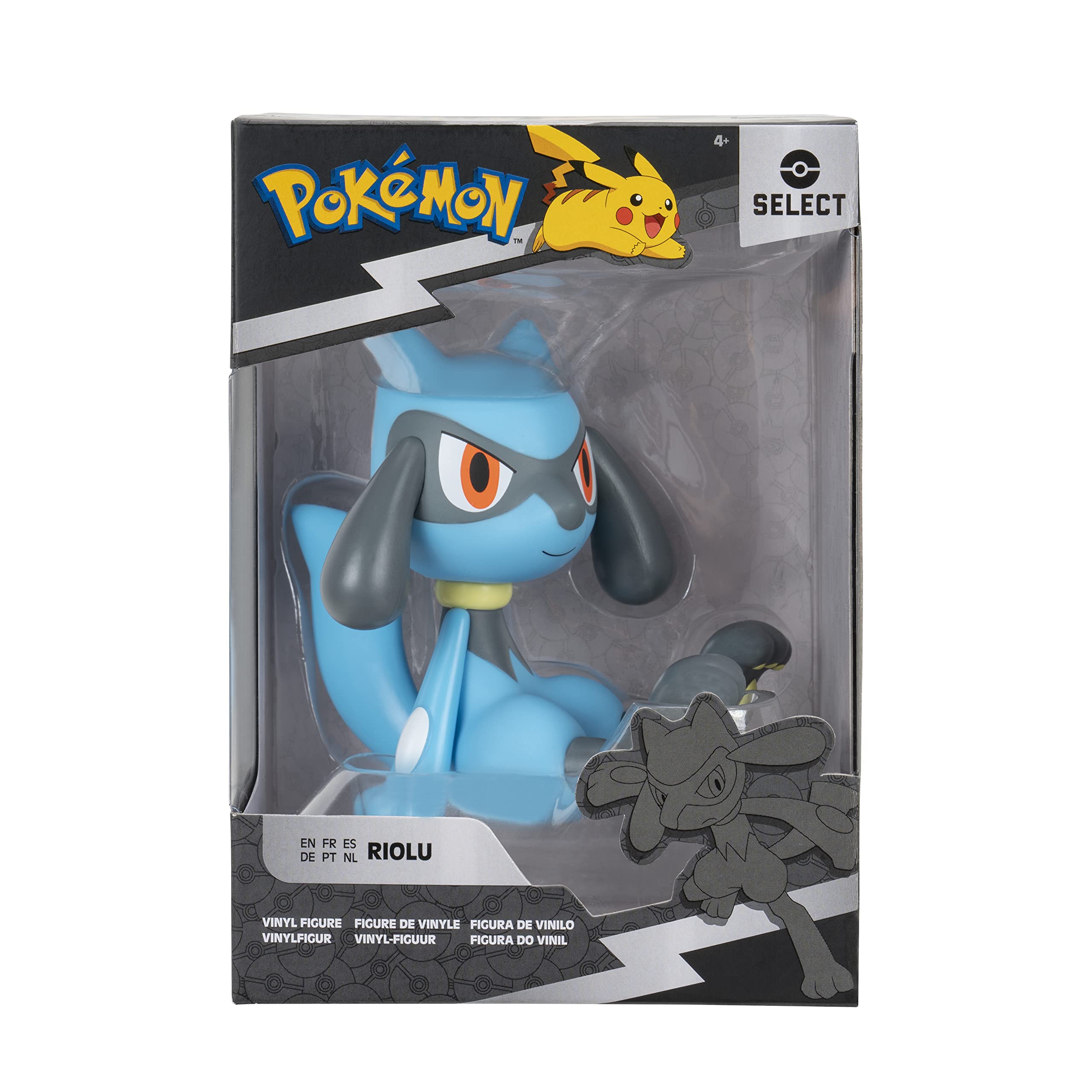 Pokémon Riolu 10cm figure front view, ideal for display and collectors.