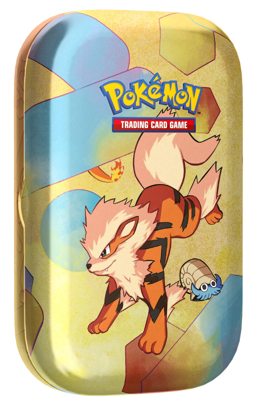 Pokémon Scarlet & Violet 151 mini tin front view featuring Arcanine, ideal for on-the-go collection.