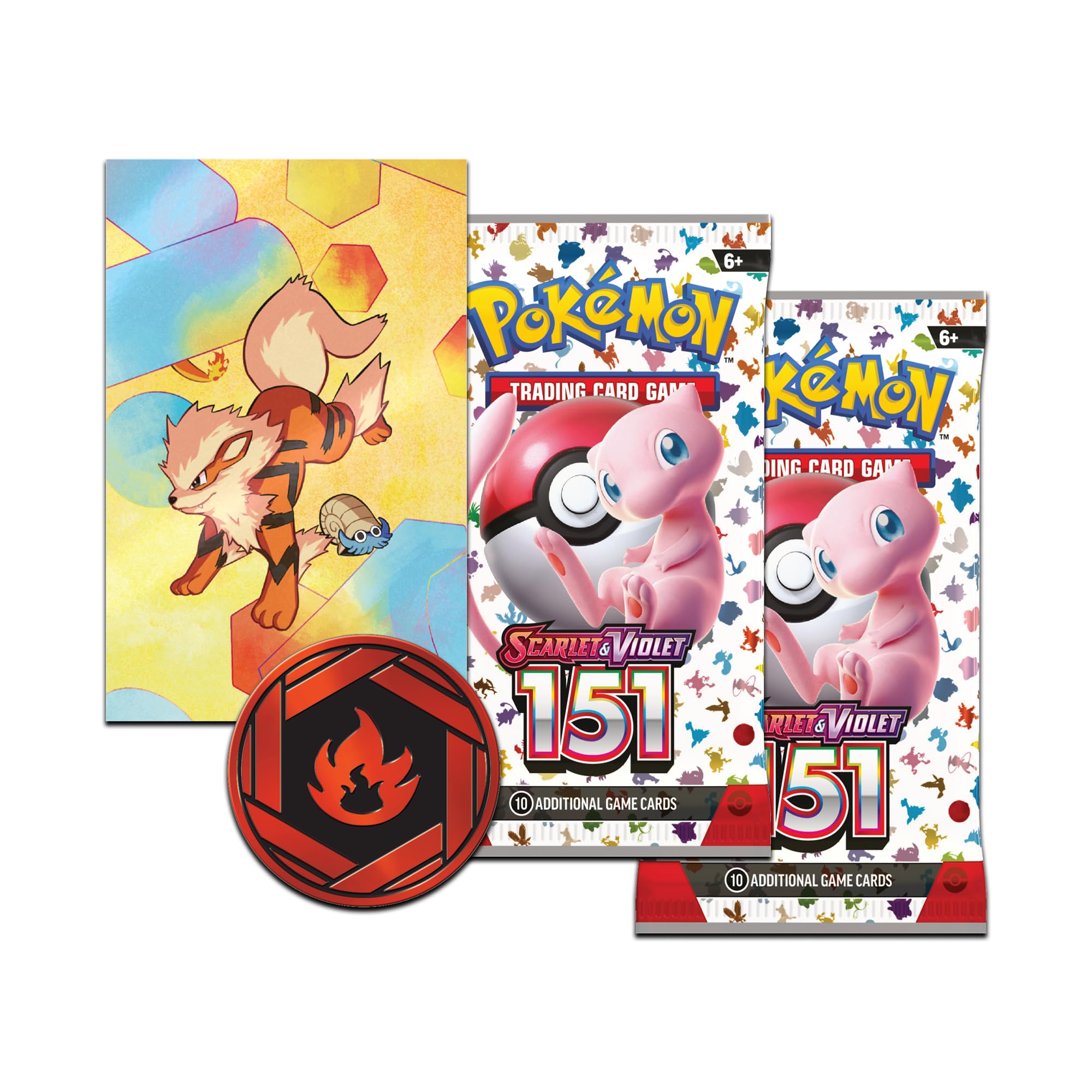 Pokémon Scarlet & Violet 151 mini tin coin with Fire Energy, great for gameplay.